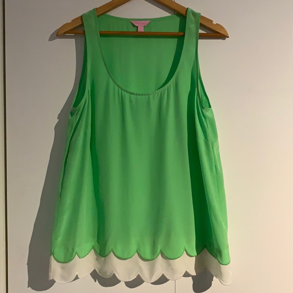LILLY PULITZER Green & White Carlina Tank Top L